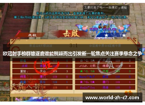 欧冠射手榜群雄逐鹿谁能脱颖而出引发新一轮焦点关注赛季悬念之争